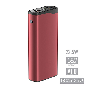 Внешний аккумулятор QL-20, 20000 mAh, 22.5W, QuickCharge 3.0, красный